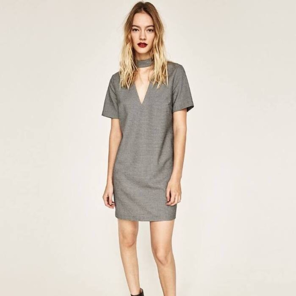 Zara Checked Choker Dress Size Medium